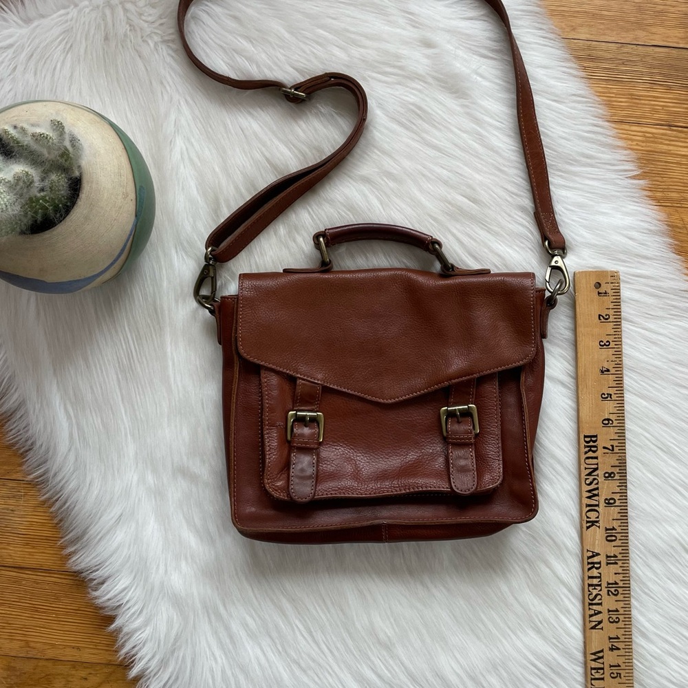 Fat Face Brown Leather Satchel Crossbody Bag - Picture 5 of 13